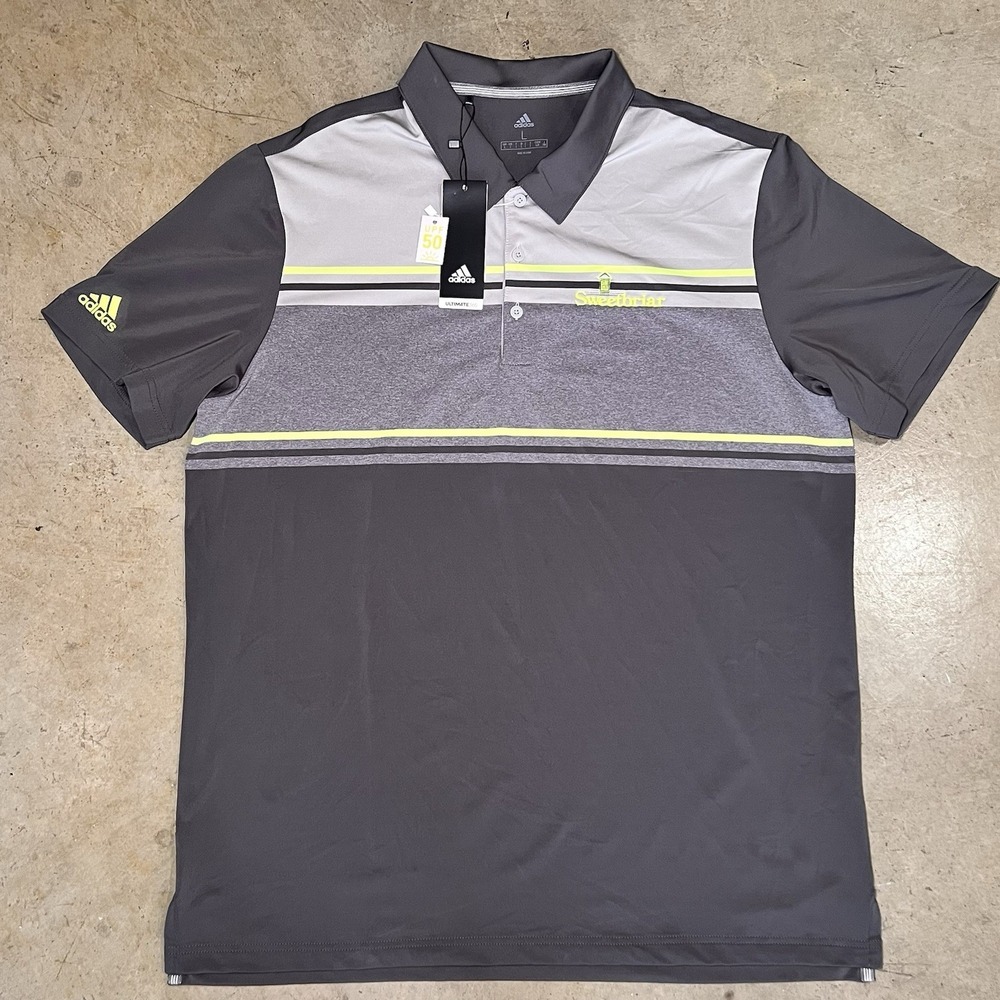 Adidas Ultimate365 Polo Shirt Mens Large Gray Sweetbriar Golf UPF 50 NWT